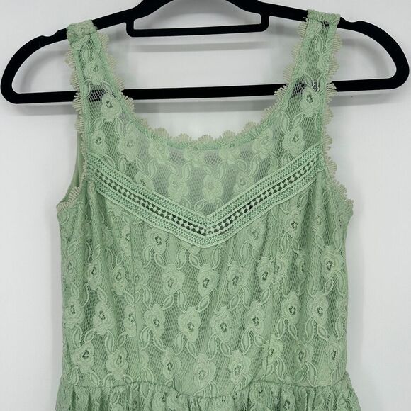 Vintage City Triangles Y2K Dress Juniors Size 3 Green Lace-Up Back Fairy Whimsy - Picture 5 of 9